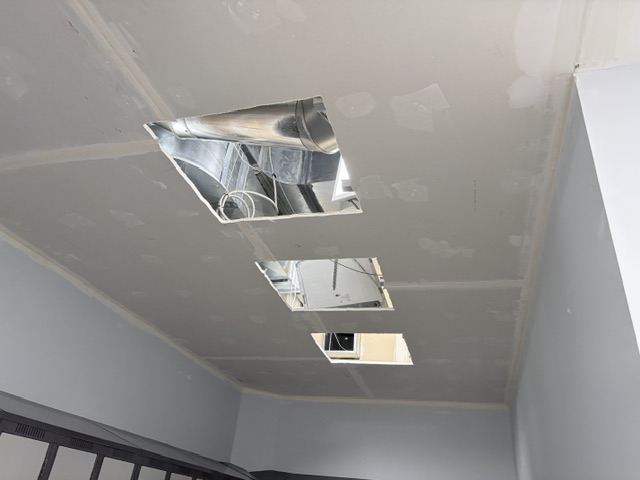 Drywall ceiling before final finishing