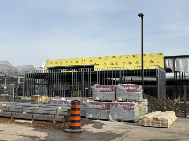 Commercial building framing under construction