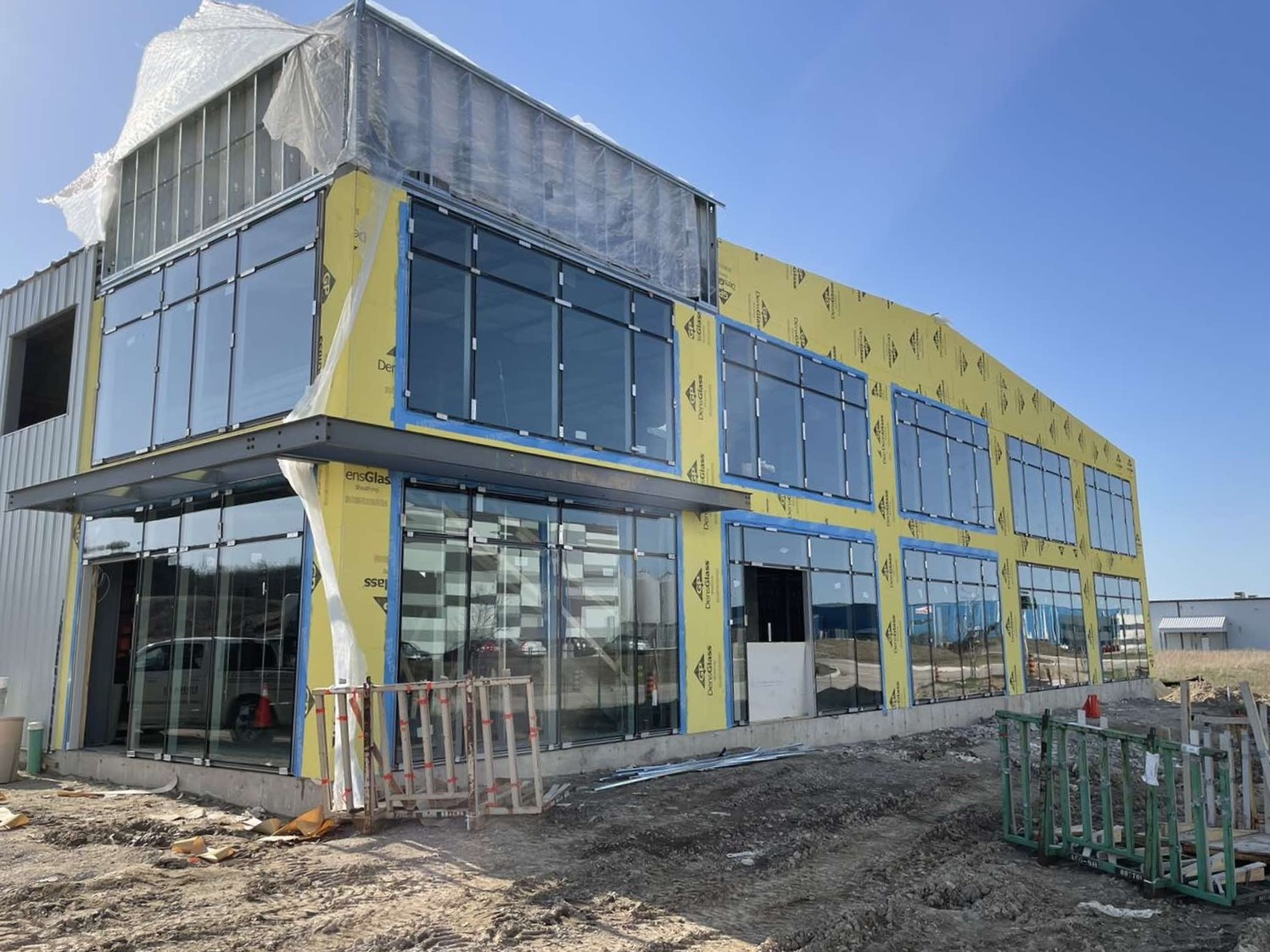Commercial building exterior under construction